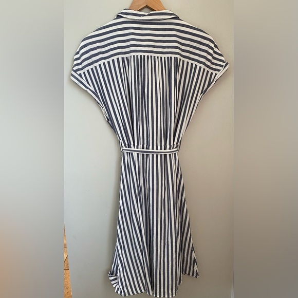 Old Navy Striped Waist-Defined Tie-Belt Cap-Sleeve Shirt Dress Size Large - Picture 4 of 11